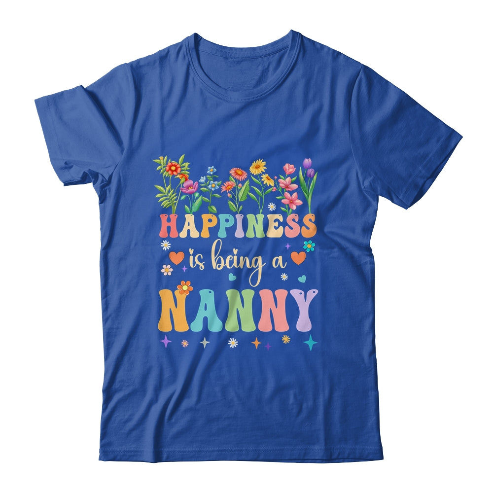 Happiness Is Being A Nanny Floral Design Nanny Mothers Day Shirt & Tank Top | siriusteestore