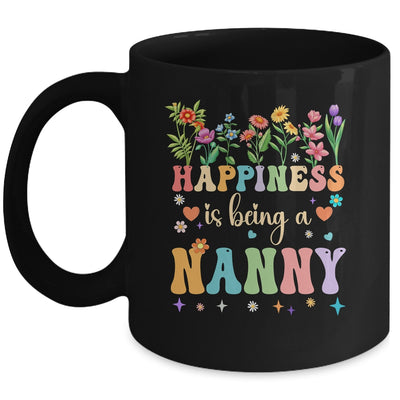 Happiness Is Being A Nanny Floral Design Nanny Mothers Day Mug | siriusteestore