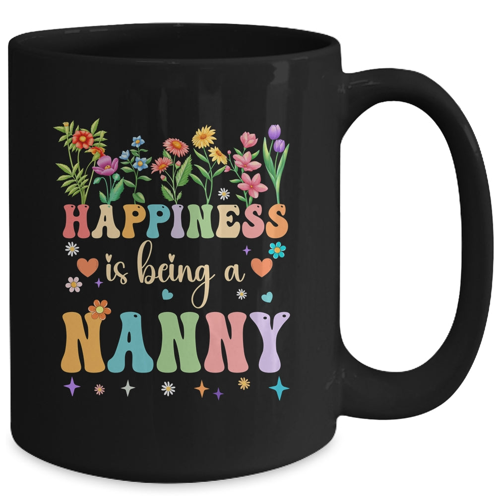 Happiness Is Being A Nanny Floral Design Nanny Mothers Day Mug | siriusteestore