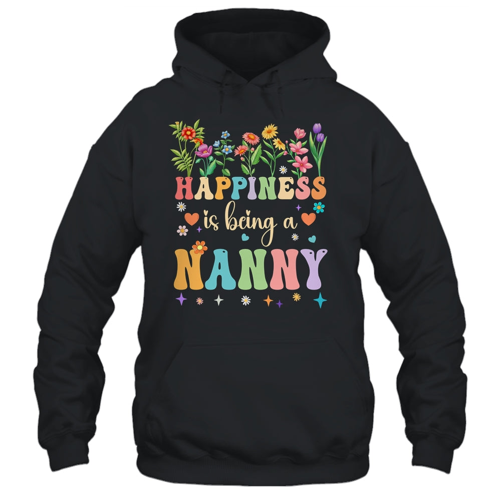 Happiness Is Being A Nanny Floral Design Nanny Mothers Day Shirt & Tank Top | siriusteestore