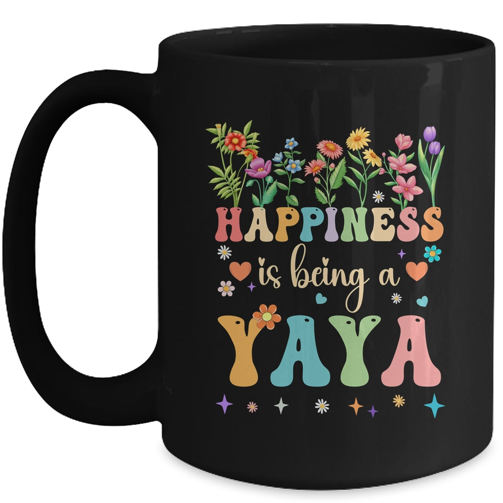 Happiness Is Being A Yaya Floral Design Yaya Mothers Day Mug | siriusteestore
