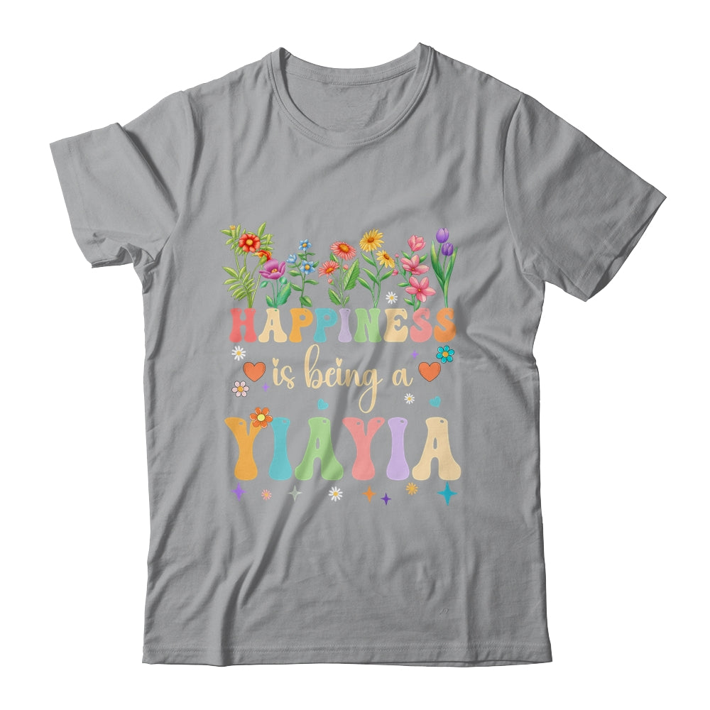 Happiness Is Being A Yiayia Floral Design Yiayia Mothers Day Shirt & Tank Top | siriusteestore