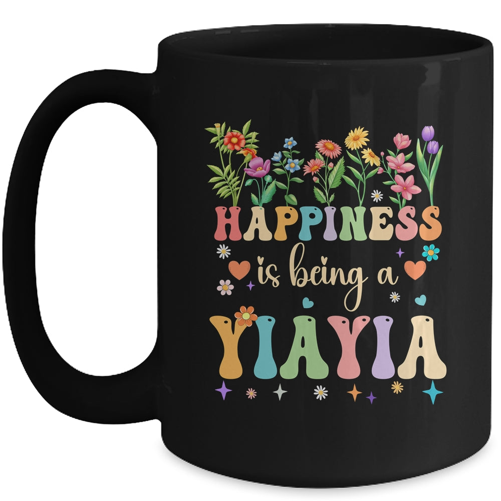 Happiness Is Being A Yiayia Floral Design Yiayia Mothers Day Mug | siriusteestore