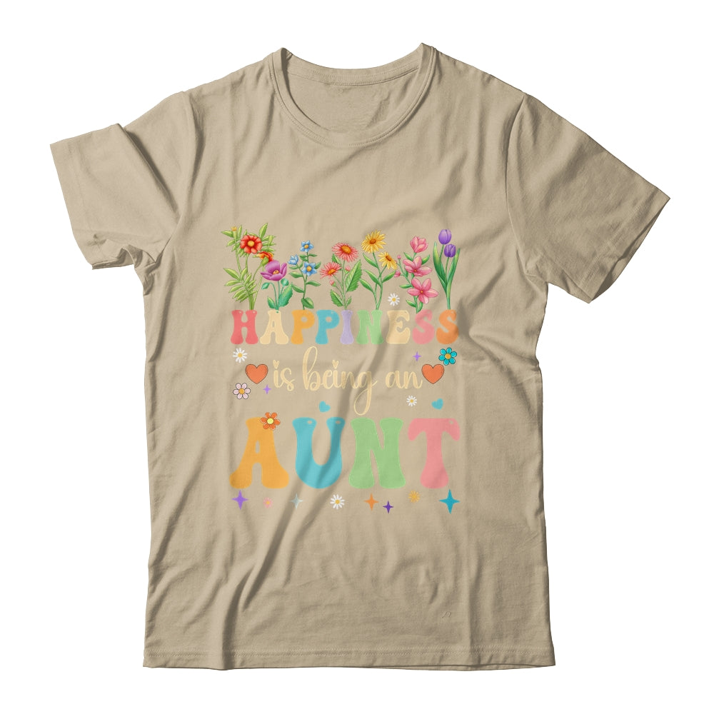Happiness Is Being An Aunt Floral Design Aunt Mothers Day Shirt & Tank Top | siriusteestore