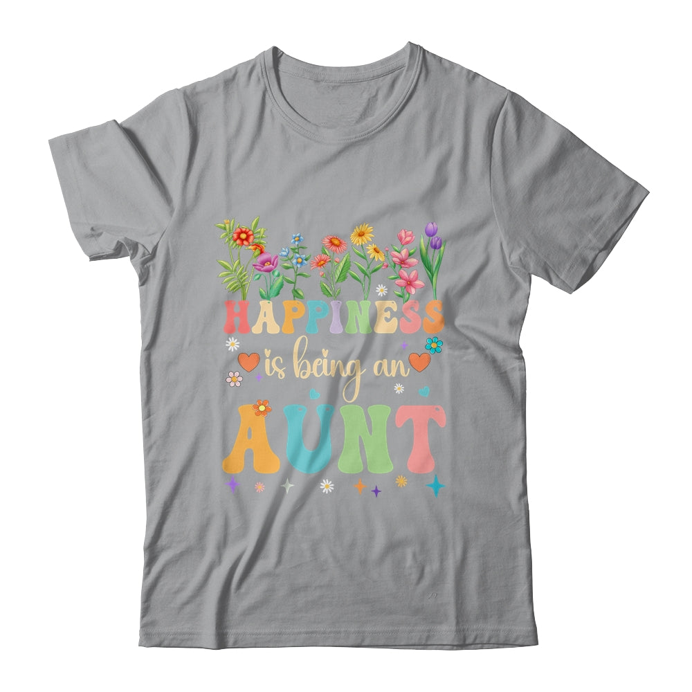 Happiness Is Being An Aunt Floral Design Aunt Mothers Day Shirt & Tank Top | siriusteestore