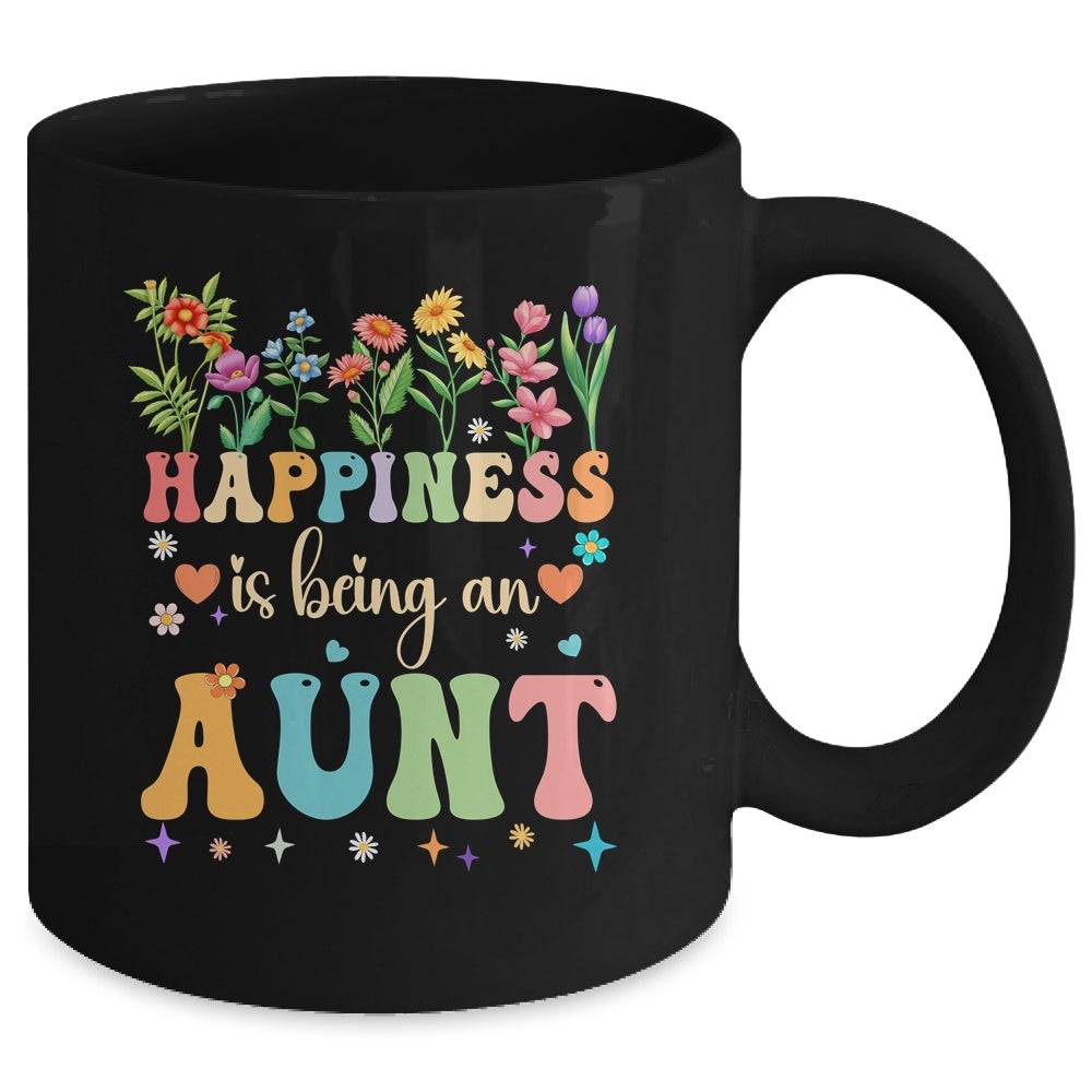 Happiness Is Being An Aunt Floral Design Aunt Mothers Day Mug | siriusteestore