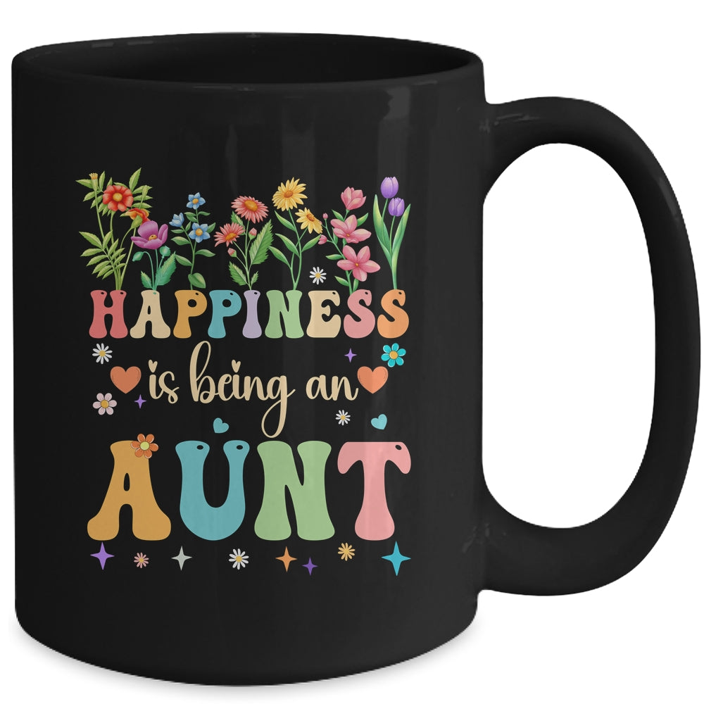 Happiness Is Being An Aunt Floral Design Aunt Mothers Day Mug | siriusteestore