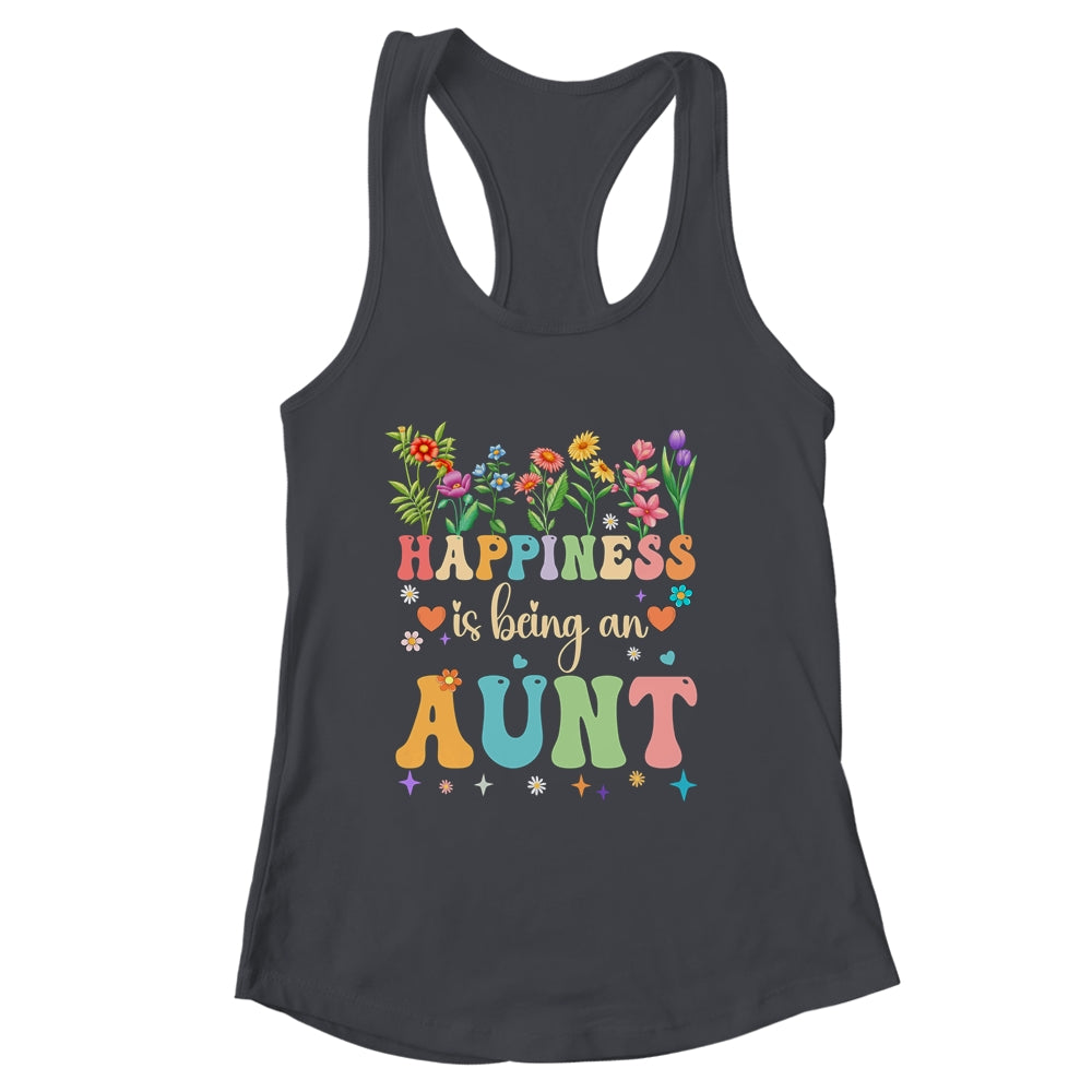 Happiness Is Being An Aunt Floral Design Aunt Mothers Day Shirt & Tank Top | siriusteestore