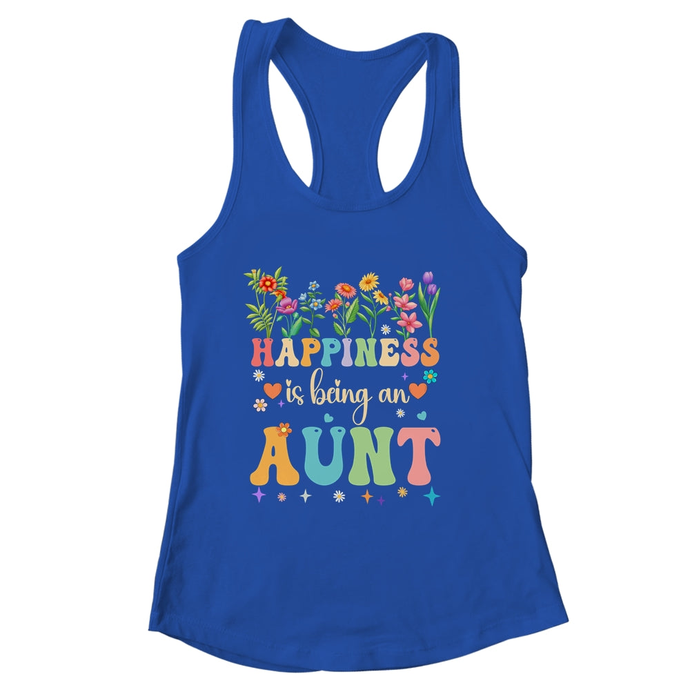Happiness Is Being An Aunt Floral Design Aunt Mothers Day Shirt & Tank Top | siriusteestore