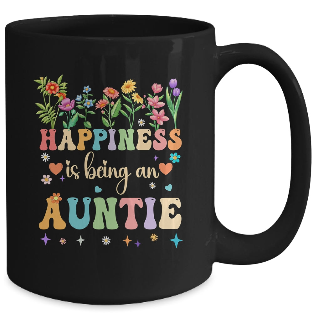 Happiness Is Being An Auntie Floral Design Auntie Mothers Day Mug | siriusteestore