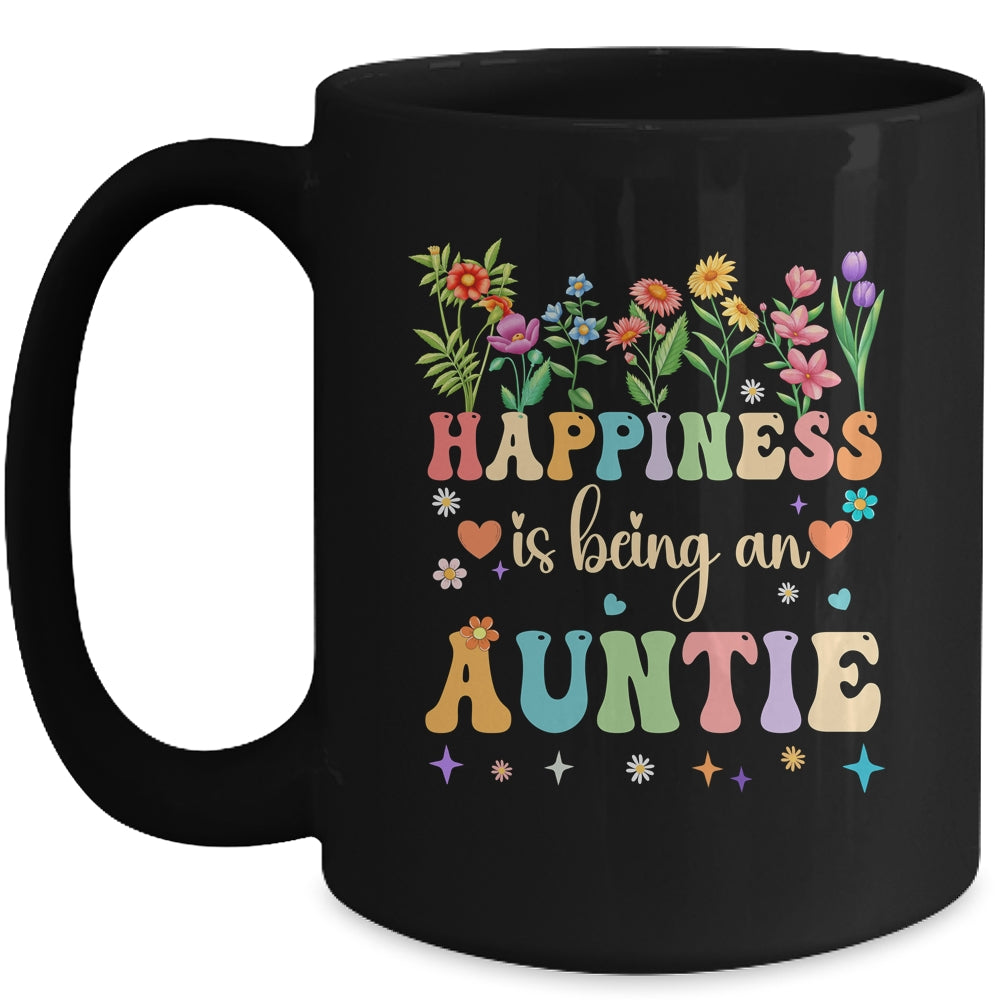Happiness Is Being An Auntie Floral Design Auntie Mothers Day Mug | siriusteestore