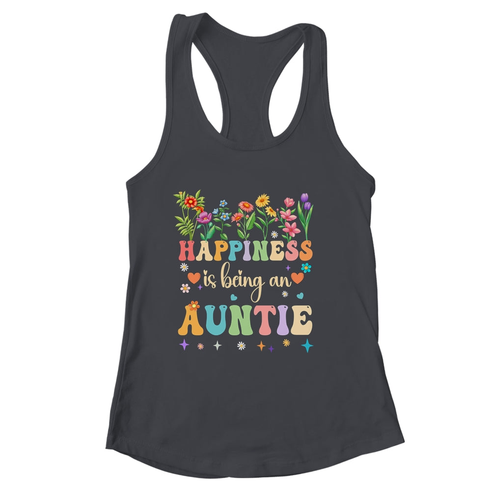 Happiness Is Being An Auntie Floral Design Auntie Mothers Day Shirt & Tank Top | siriusteestore