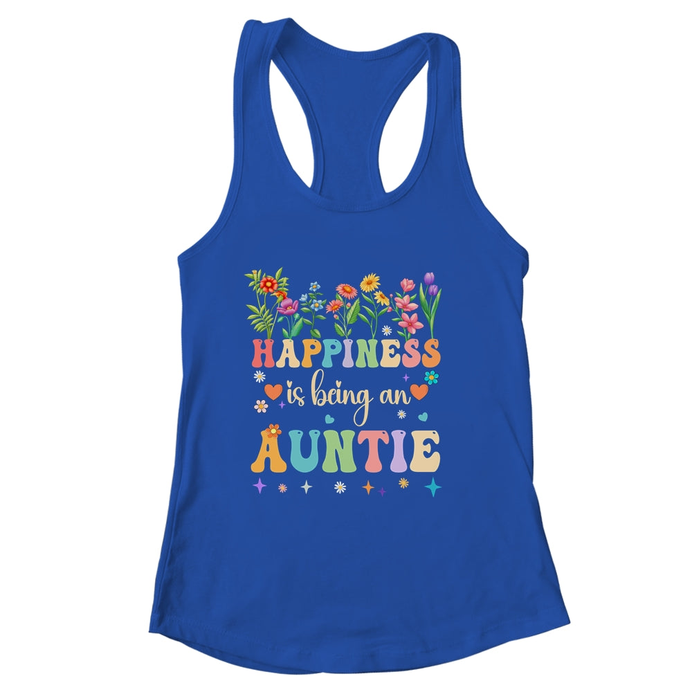 Happiness Is Being An Auntie Floral Design Auntie Mothers Day Shirt & Tank Top | siriusteestore