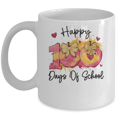 Happy 100 Day Of School Coquette Bow Pencil Teacher Mug | siriusteestore