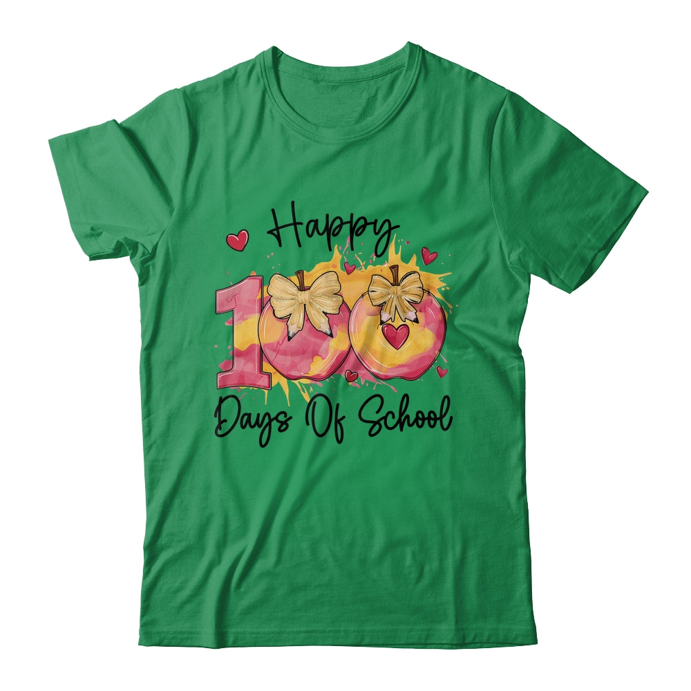 Happy 100 Day Of School Coquette Bow Pencil Teacher Shirt & Hoodie | siriusteestore