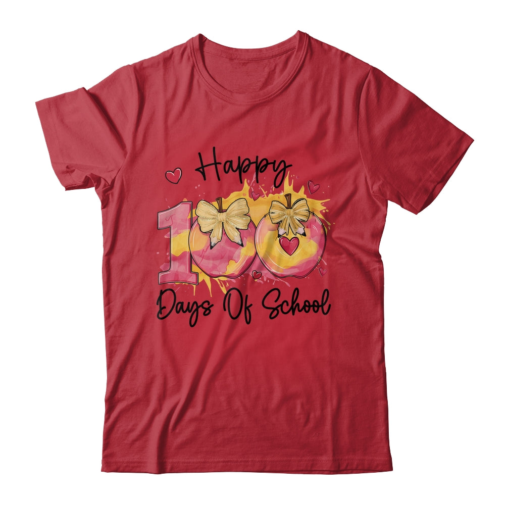 Happy 100 Day Of School Coquette Bow Pencil Teacher Shirt & Hoodie | siriusteestore