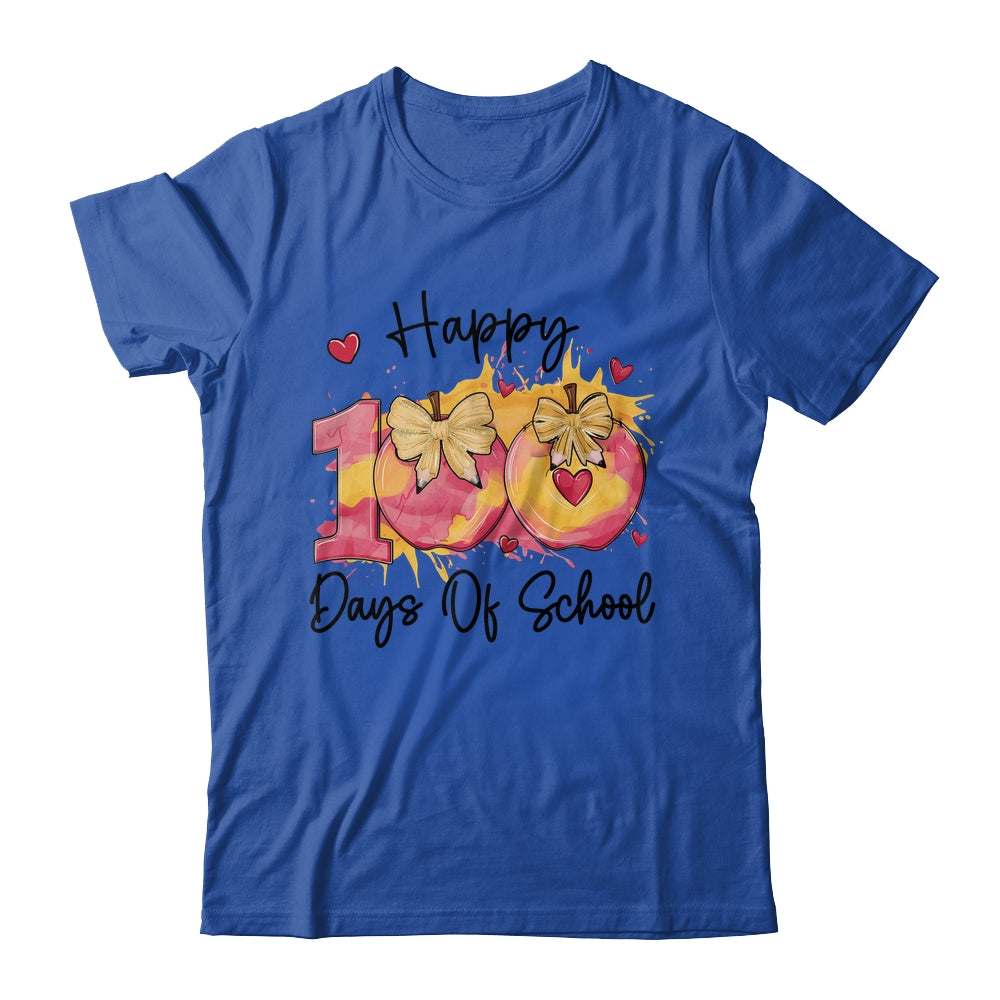 Happy 100 Day Of School Coquette Bow Pencil Teacher Shirt & Hoodie | siriusteestore