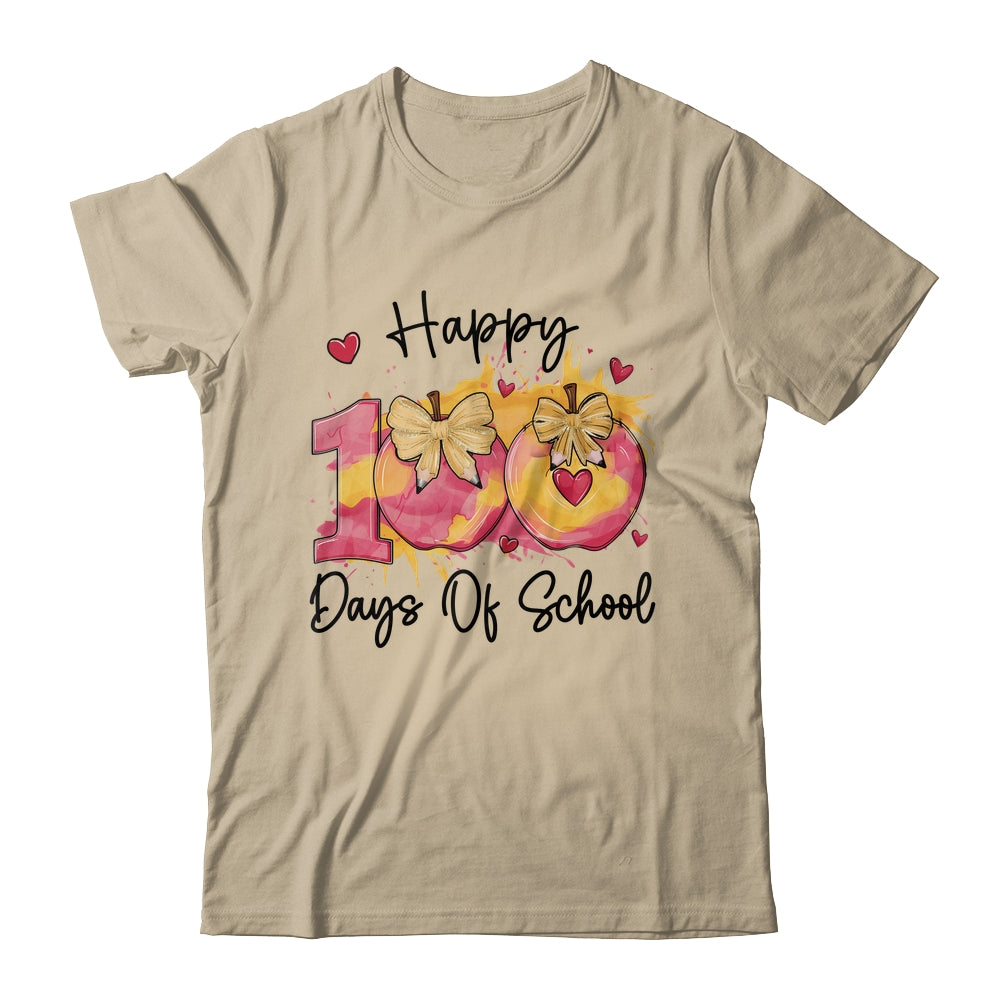 Happy 100 Day Of School Coquette Bow Pencil Teacher Shirt & Hoodie | siriusteestore