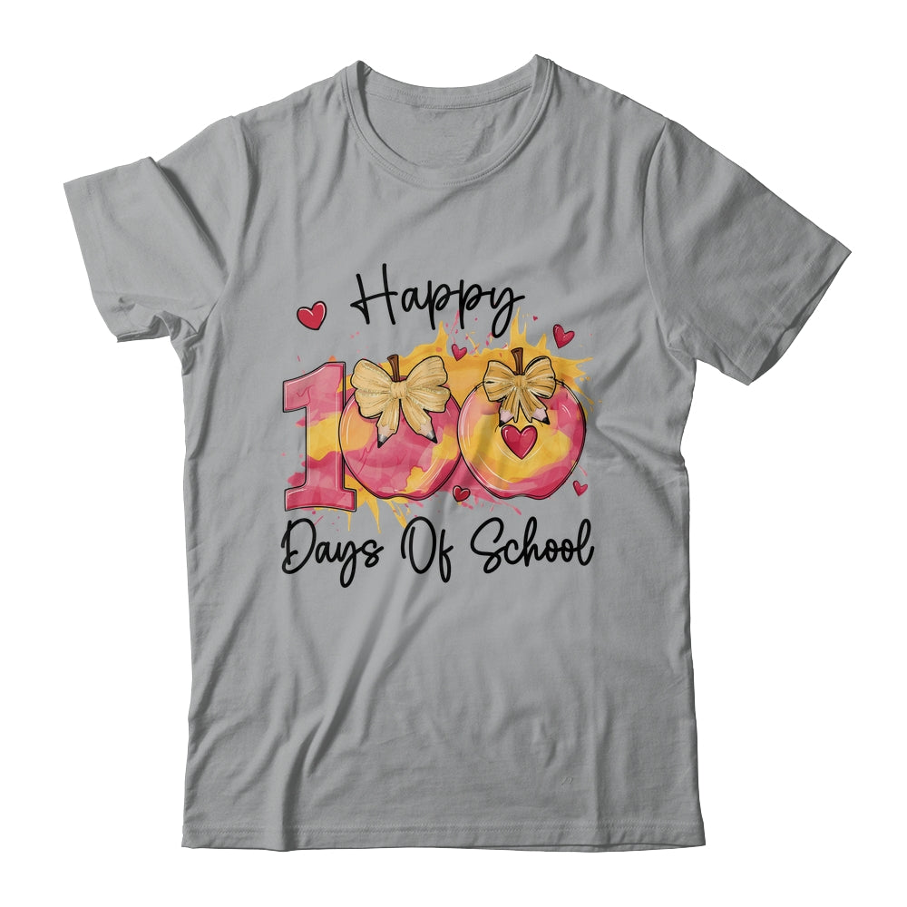 Happy 100 Day Of School Coquette Bow Pencil Teacher Shirt & Hoodie | siriusteestore
