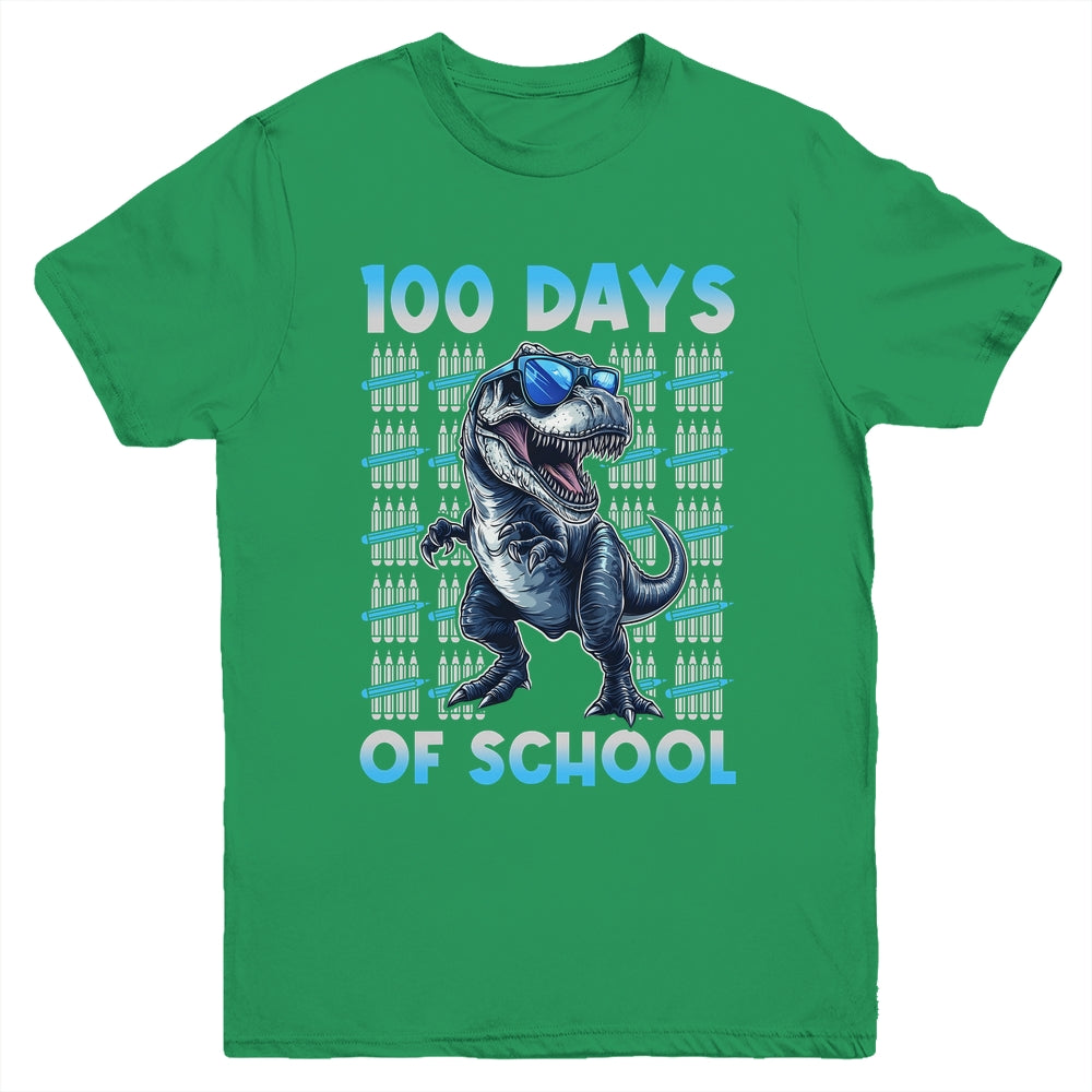 Happy 100 Days Of School T-Rex 100th Dinosaur Kids Boys Youth Shirt | siriusteestore