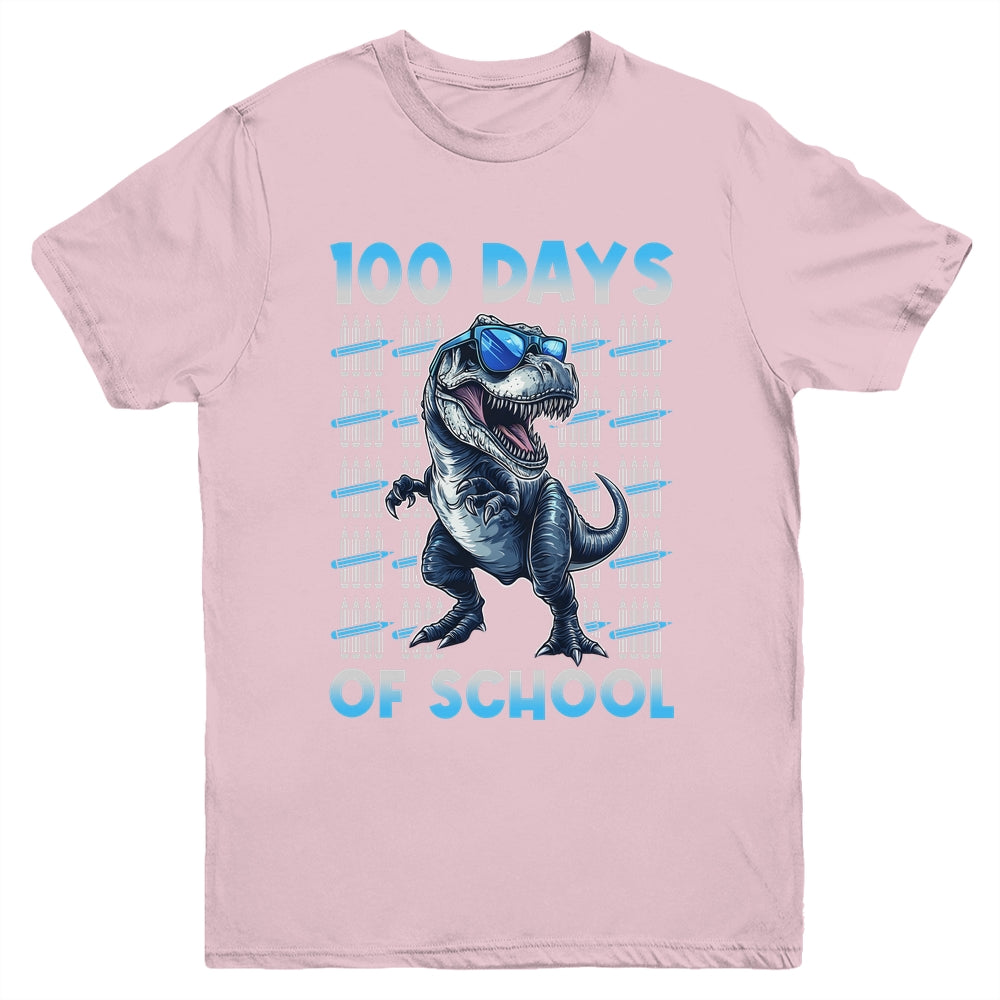 Happy 100 Days Of School T-Rex 100th Dinosaur Kids Boys Youth Shirt | siriusteestore