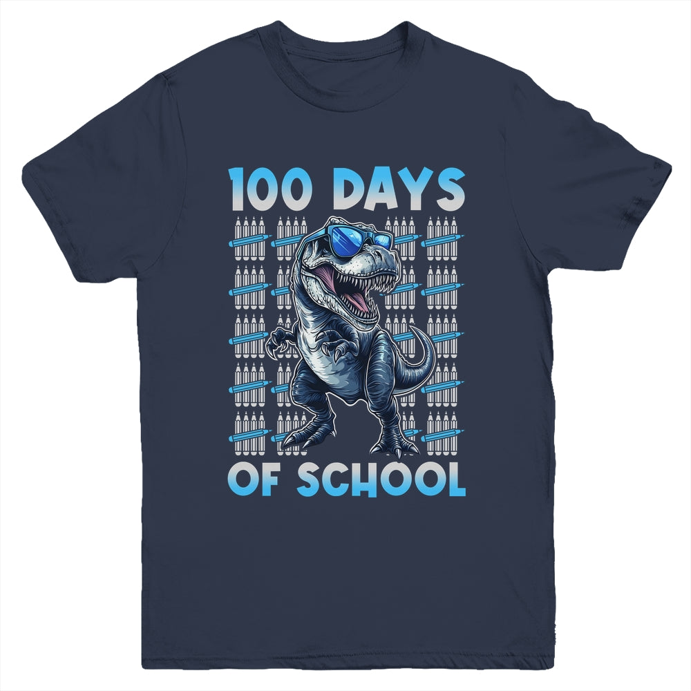 Happy 100 Days Of School T-Rex 100th Dinosaur Kids Boys Youth Shirt | siriusteestore