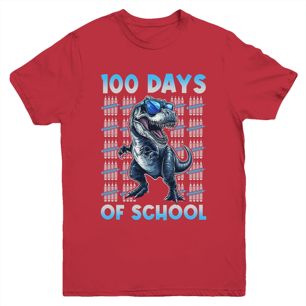 Happy 100 Days Of School T-Rex 100th Dinosaur Kids Boys Youth Shirt | siriusteestore