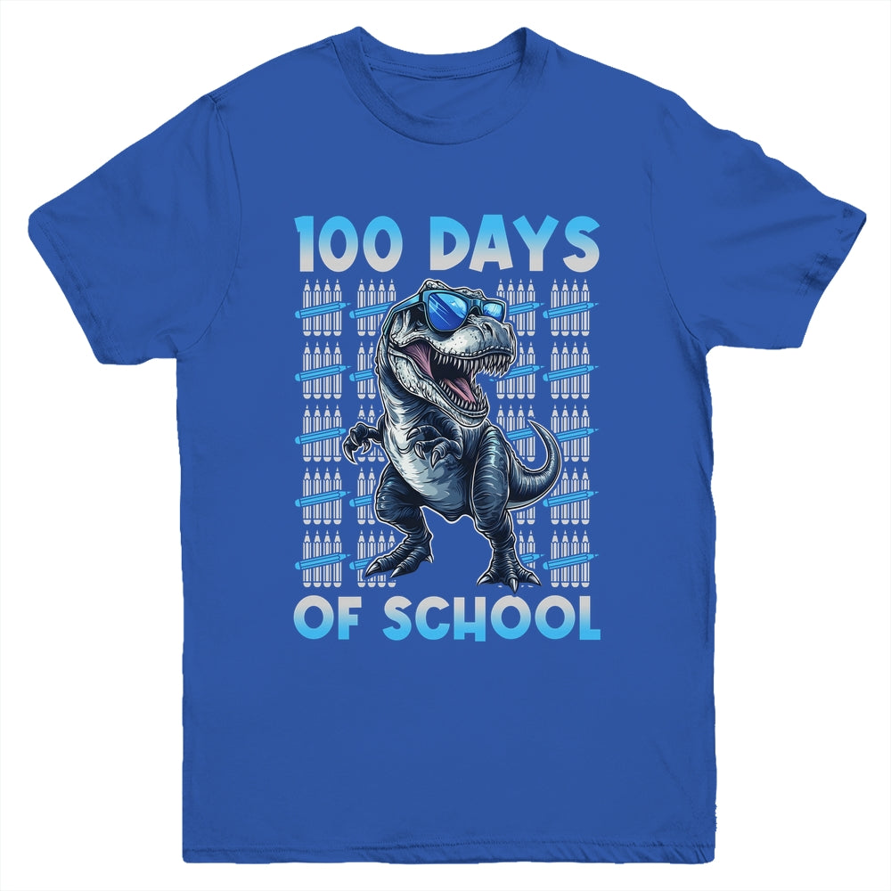 Happy 100 Days Of School T-Rex 100th Dinosaur Kids Boys Youth Shirt | siriusteestore