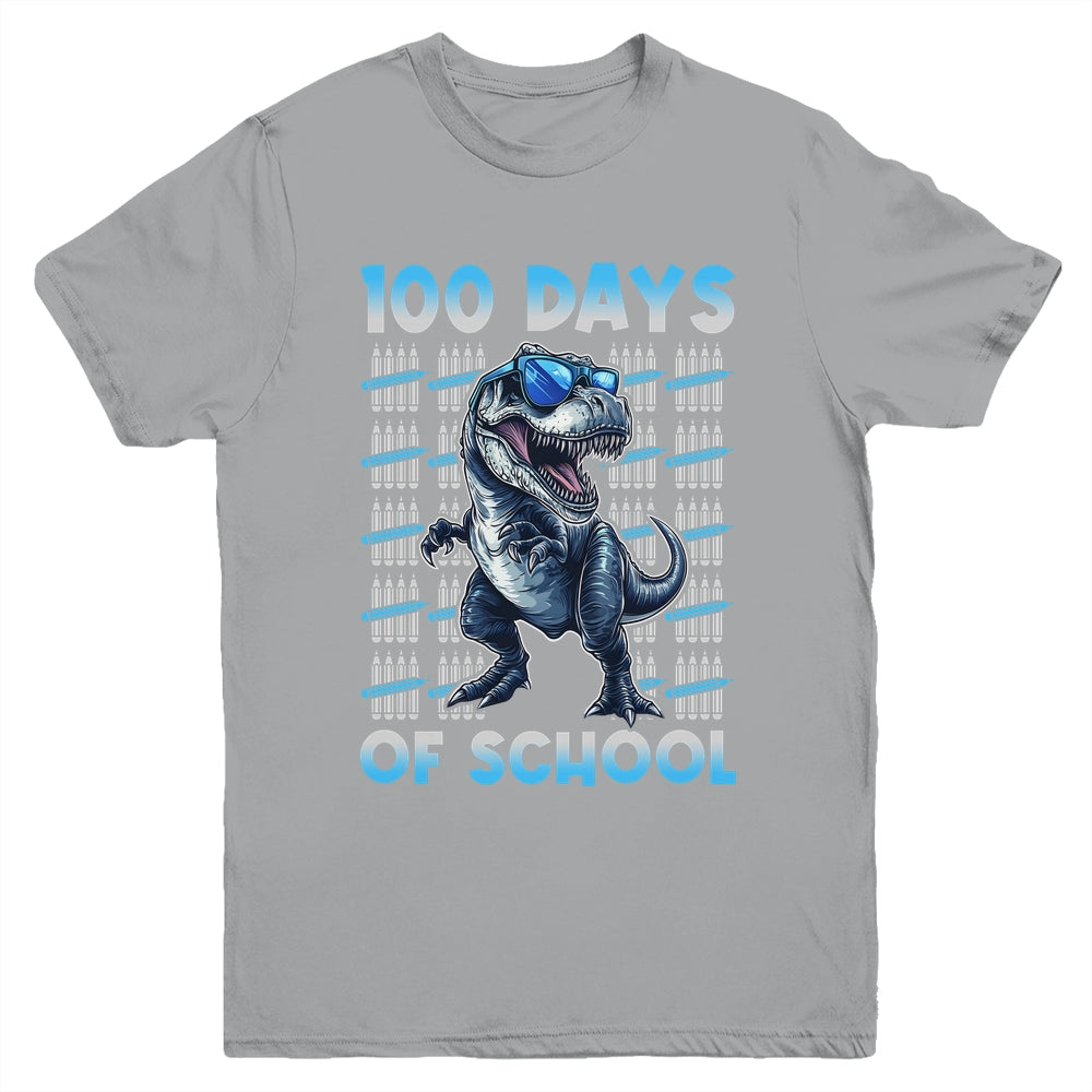 Happy 100 Days Of School T-Rex 100th Dinosaur Kids Boys Youth Shirt | siriusteestore