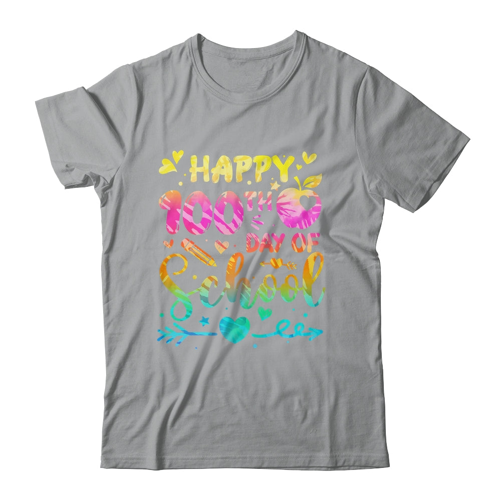 Happy 100th Day Of School Tie Dye Rainbow 100 Days Smart Shirt & Hoodie | siriusteestore