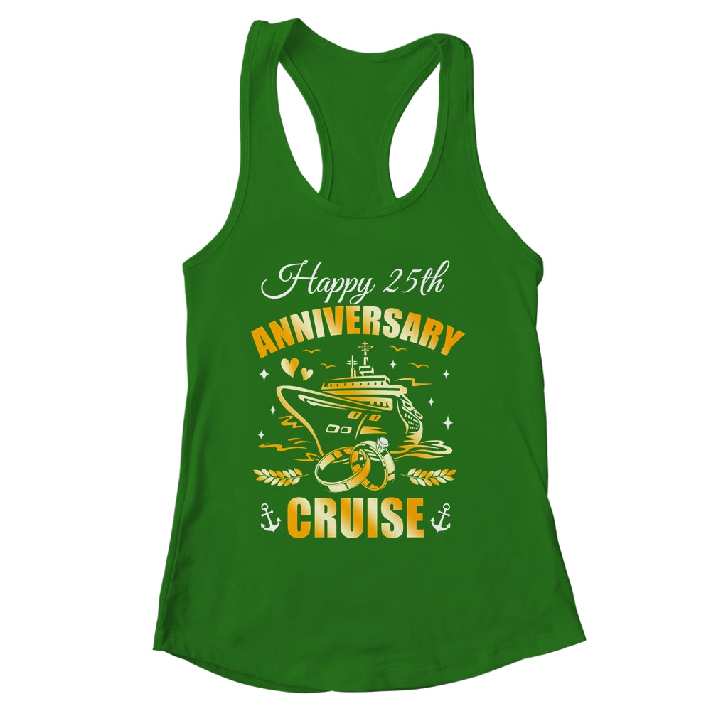 Happy 25th Anniversary Cruise Wedding Matching Husband Wife Shirt & Tank Top | siriusteestore