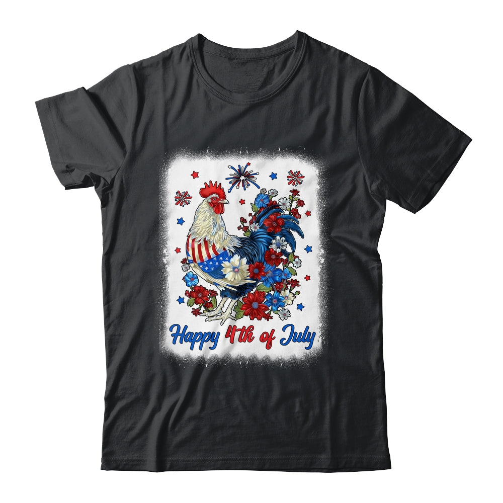 Happy 4th Of July Floral Chicken Flowers Patriotic Usa Flag Shirt & Tank Top | siriusteestore