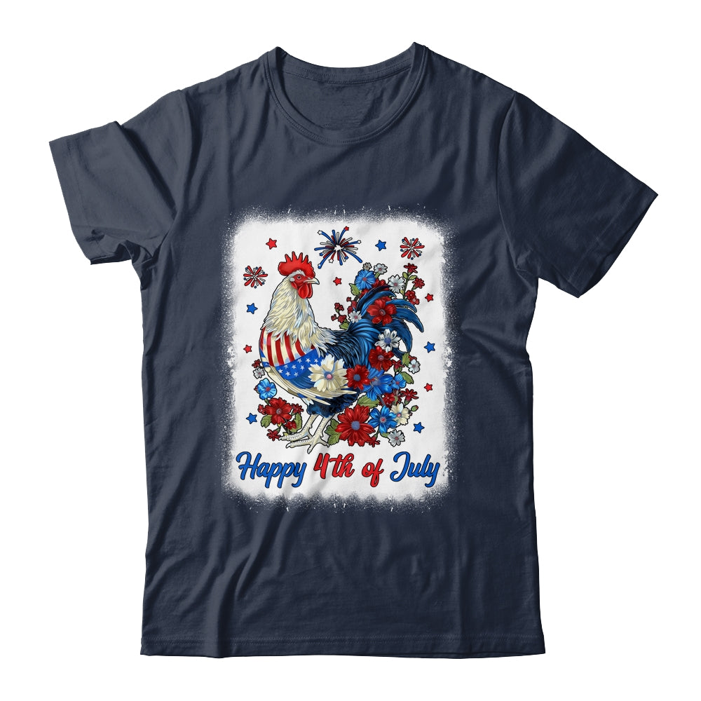 Happy 4th Of July Floral Chicken Flowers Patriotic Usa Flag Shirt & Tank Top | siriusteestore