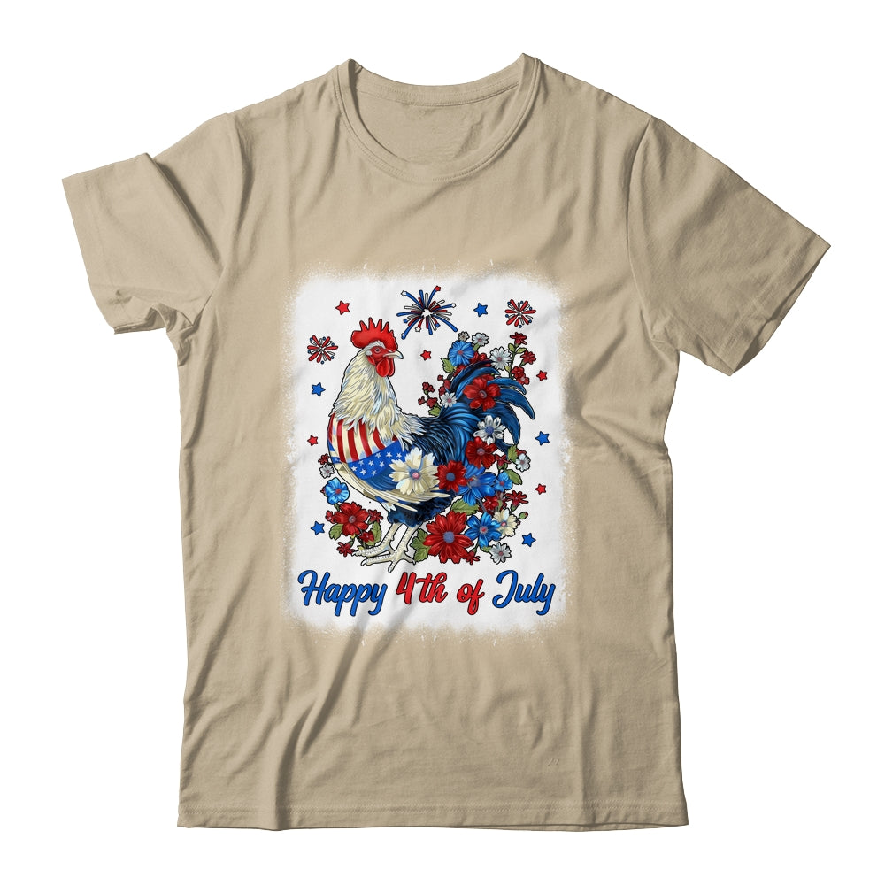Happy 4th Of July Floral Chicken Flowers Patriotic Usa Flag Shirt & Tank Top | siriusteestore