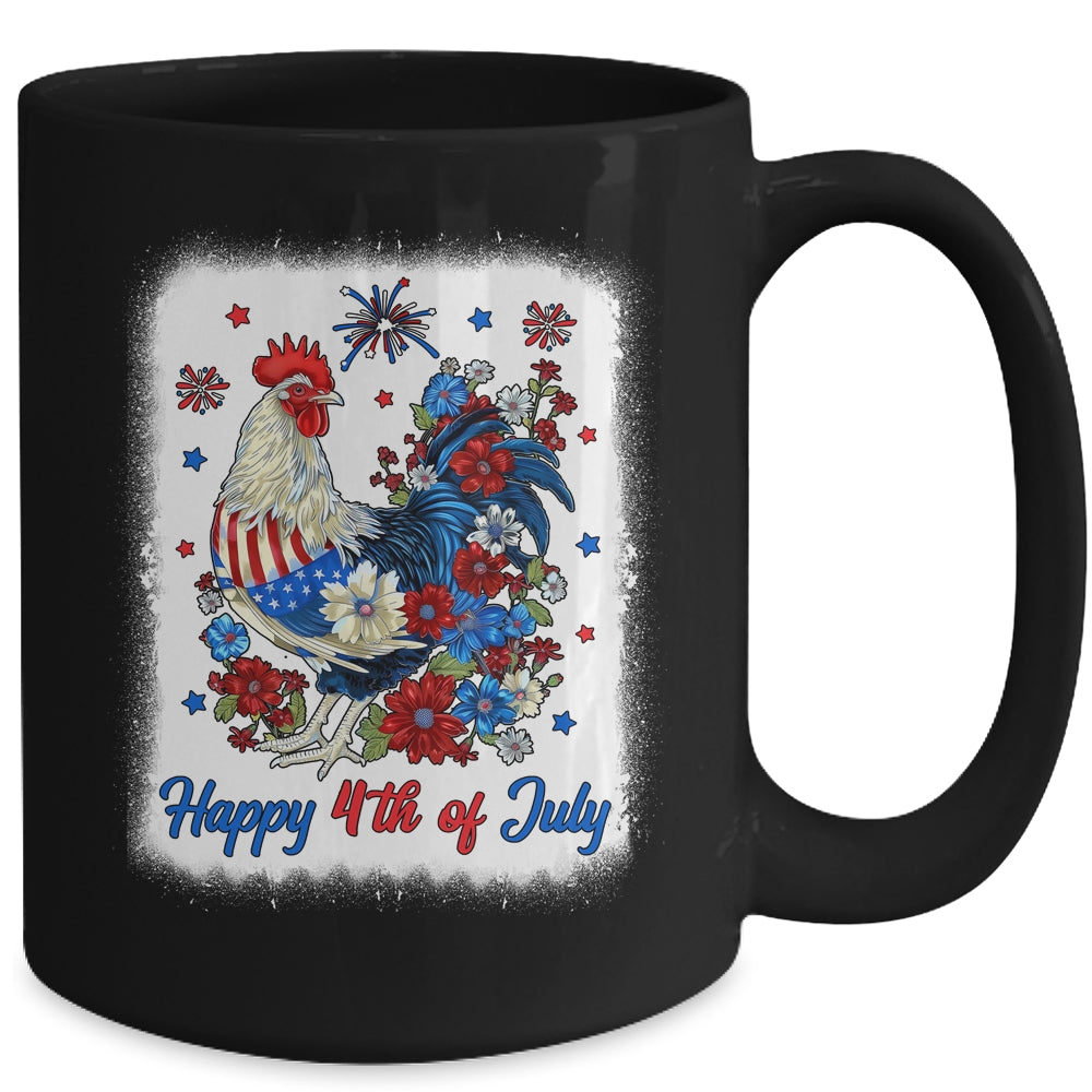 Happy 4th Of July Floral Chicken Flowers Patriotic Usa Flag Mug | siriusteestore