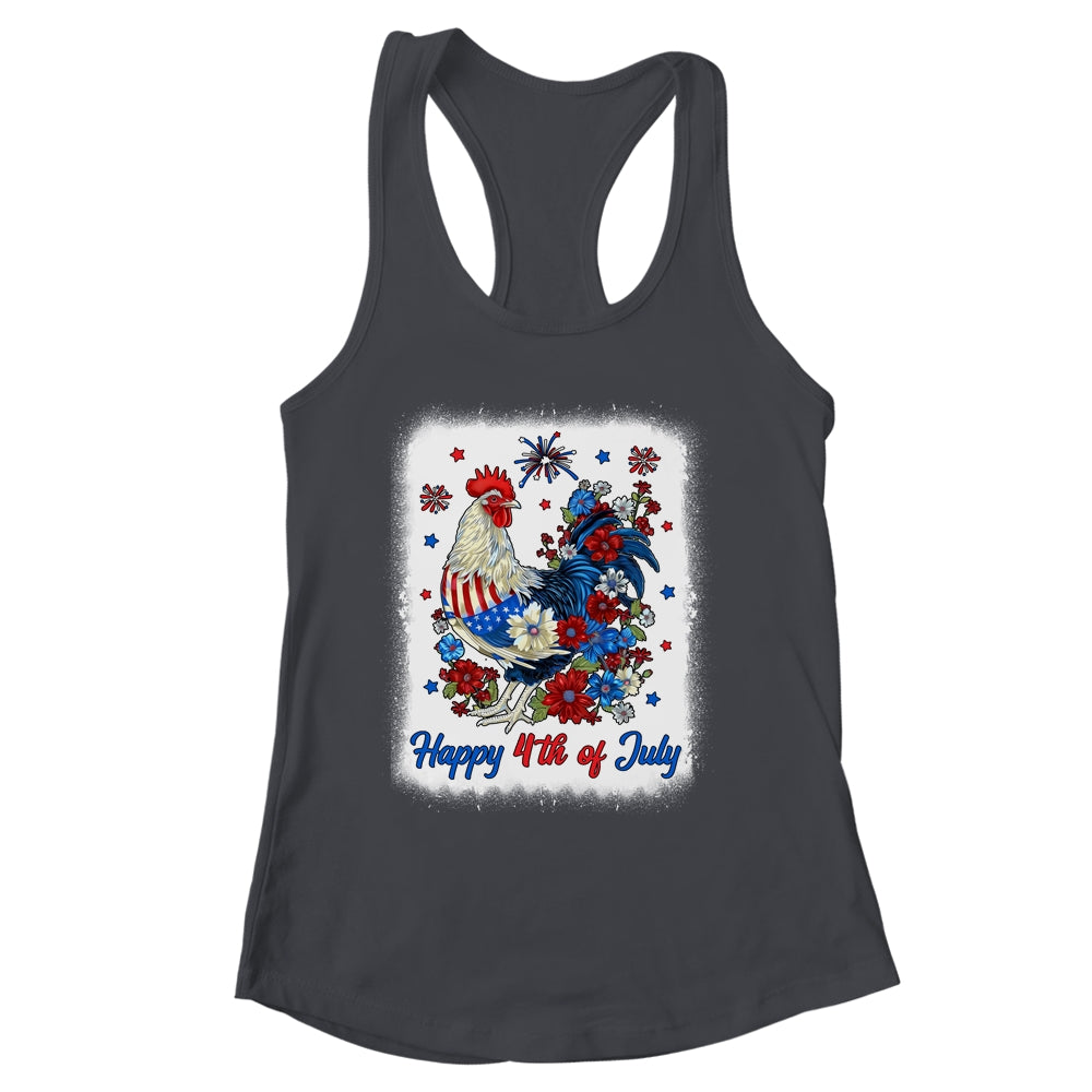 Happy 4th Of July Floral Chicken Flowers Patriotic Usa Flag Shirt & Tank Top | siriusteestore