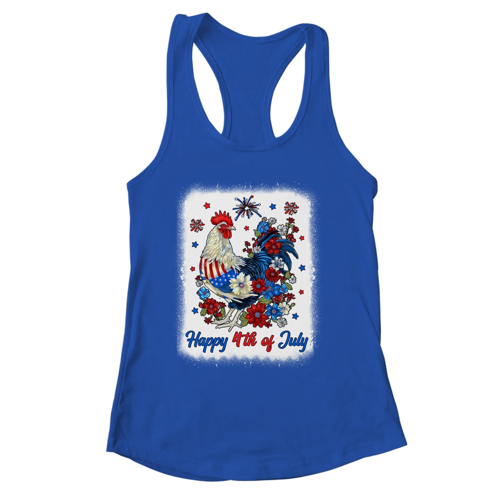 Happy 4th Of July Floral Chicken Flowers Patriotic Usa Flag Shirt & Tank Top | siriusteestore