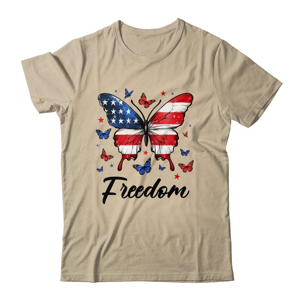 Happy 4th Of July Patriotic American Flag Freedom Butterfly Shirt & Tank Top | siriusteestore
