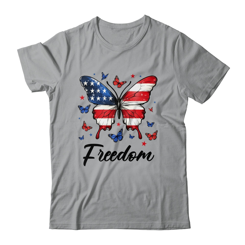 Happy 4th Of July Patriotic American Flag Freedom Butterfly Shirt & Tank Top | siriusteestore