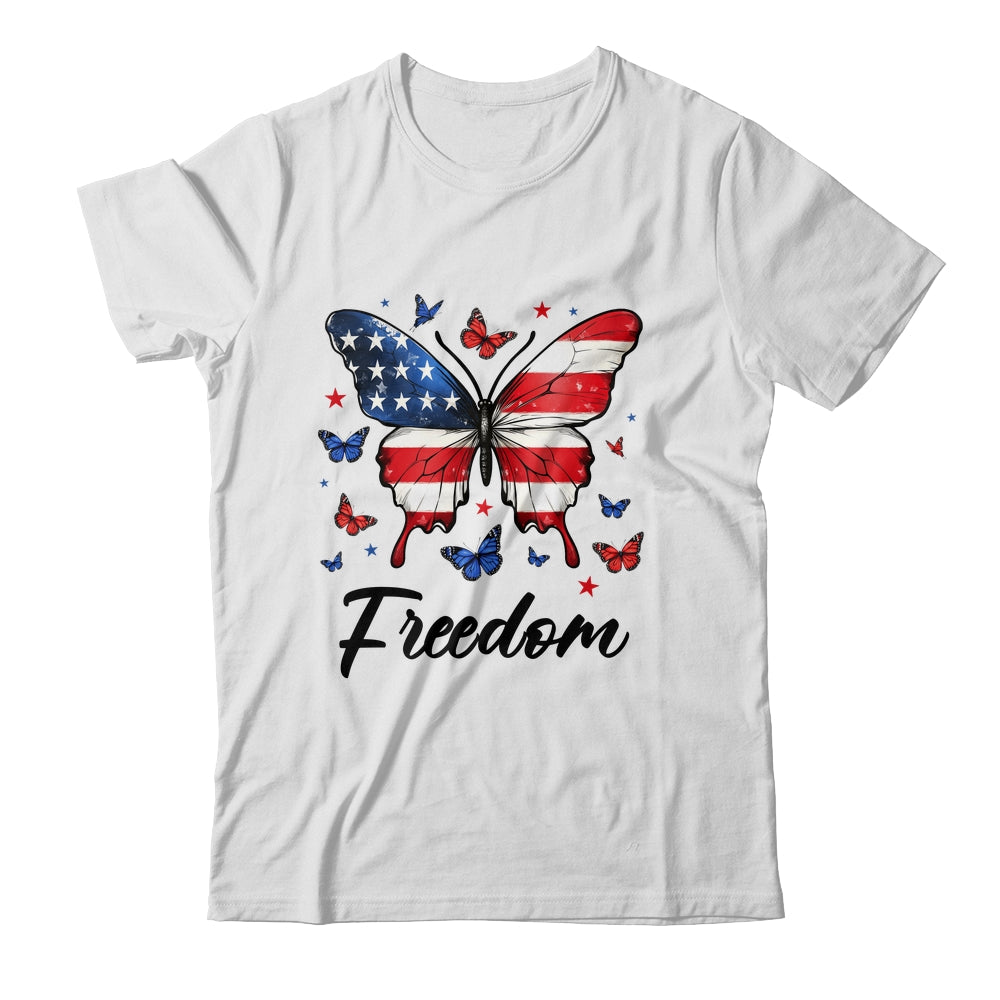 Happy 4th Of July Patriotic American Flag Freedom Butterfly Shirt & Tank Top | siriusteestore