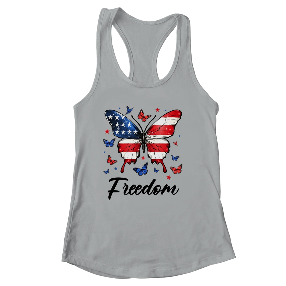 Happy 4th Of July Patriotic American Flag Freedom Butterfly Shirt & Tank Top | siriusteestore