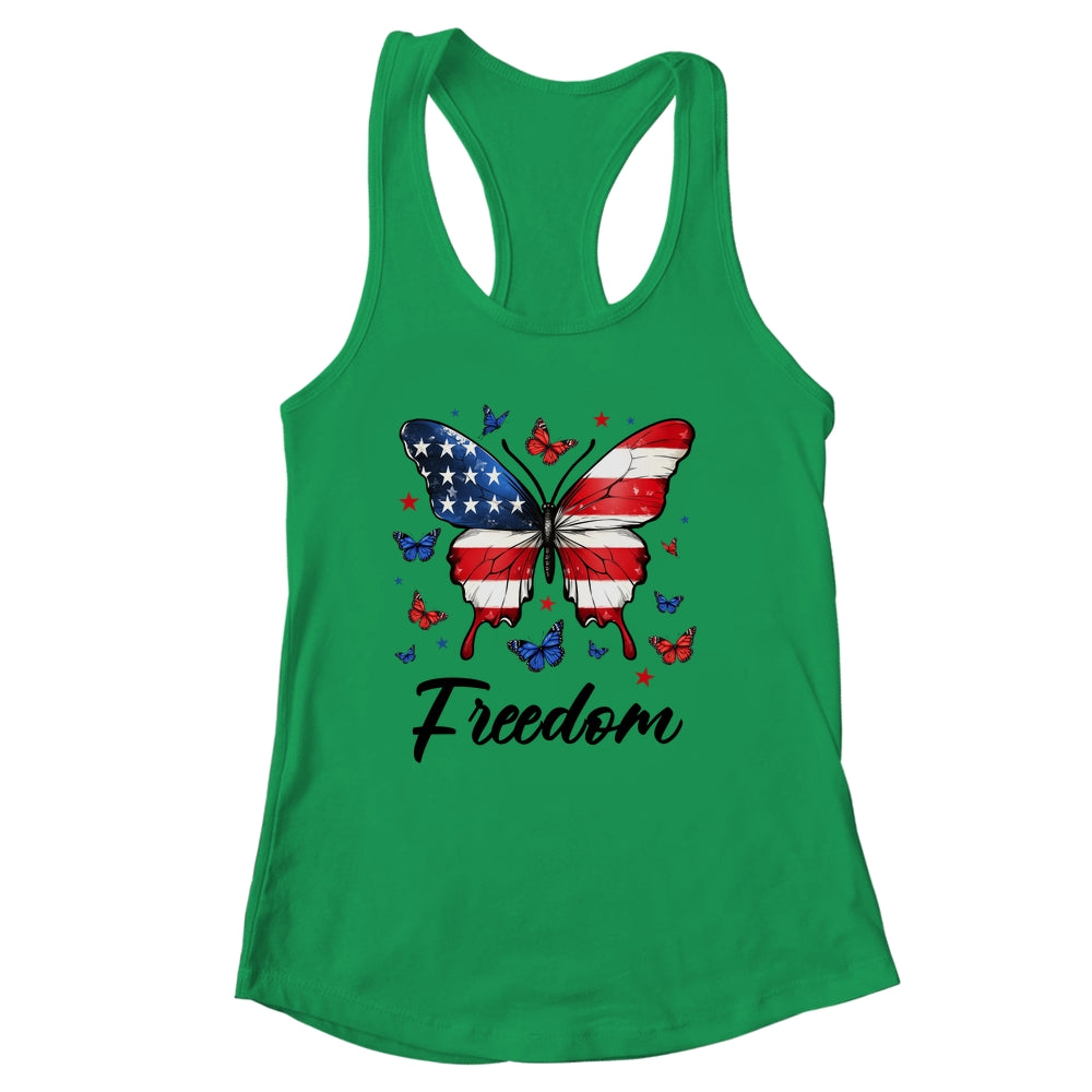 Happy 4th Of July Patriotic American Flag Freedom Butterfly Shirt & Tank Top | siriusteestore