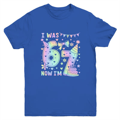 Happy 7th Birthday Girl I Was 6 Now I'm 7 Kids 6 7 Birthday Youth Shirt | siriusteestore
