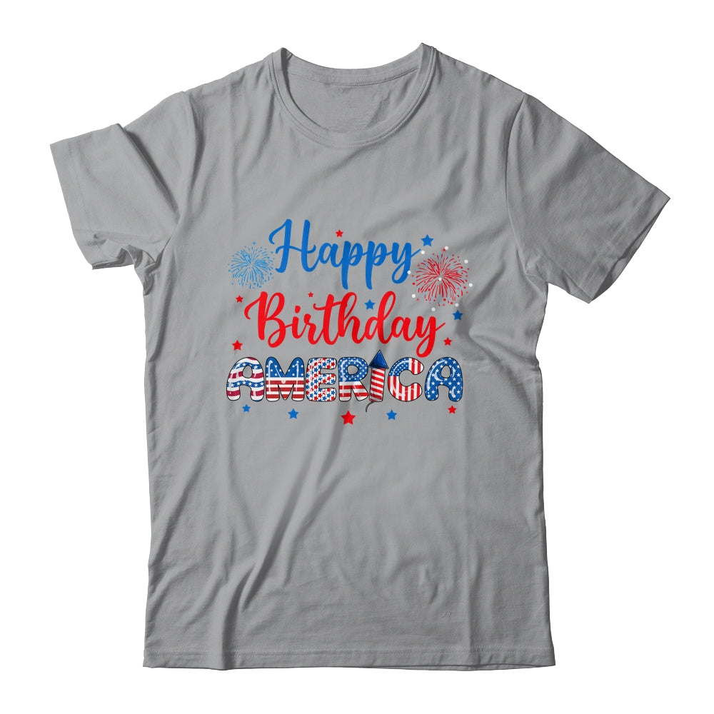 Happy Birthday America Firework USA Flag 4th Of July Freedom Shirt & Tank Top | siriusteestore