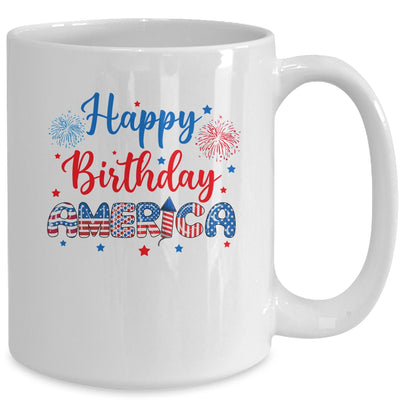 Happy Birthday America Firework USA Flag 4th Of July Freedom Mug | siriusteestore