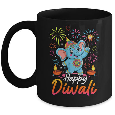Happy Diwali Cute Elephant Festival Lights Celebration Mug | siriusteestore