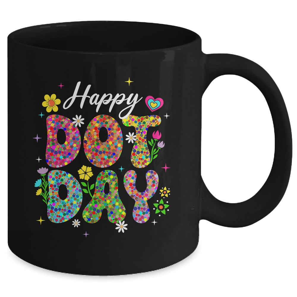 Happy Dot Day Hippie Flowers Groovy Teacher Kids Mug | siriusteestore