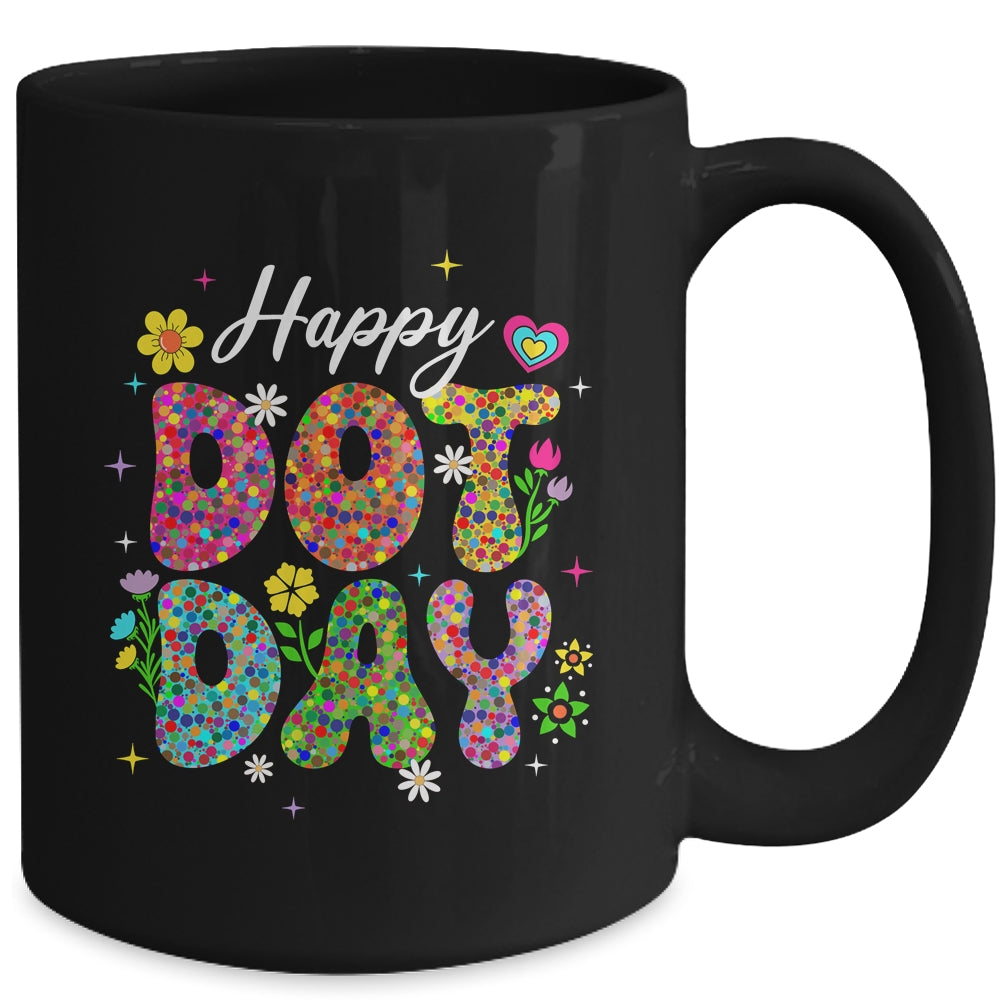 Happy Dot Day Hippie Flowers Groovy Teacher Kids Mug | siriusteestore