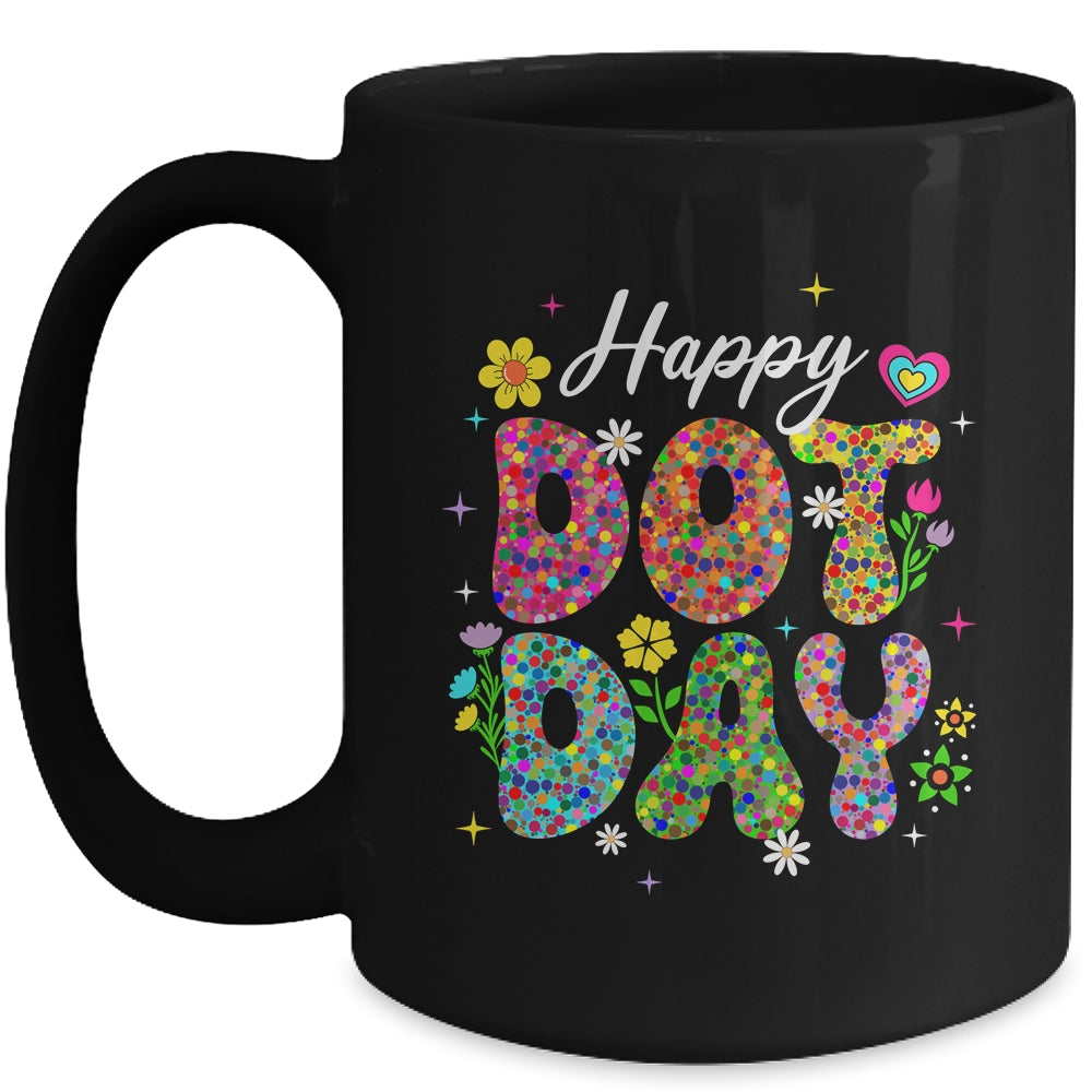 Happy Dot Day Hippie Flowers Groovy Teacher Kids Mug | siriusteestore