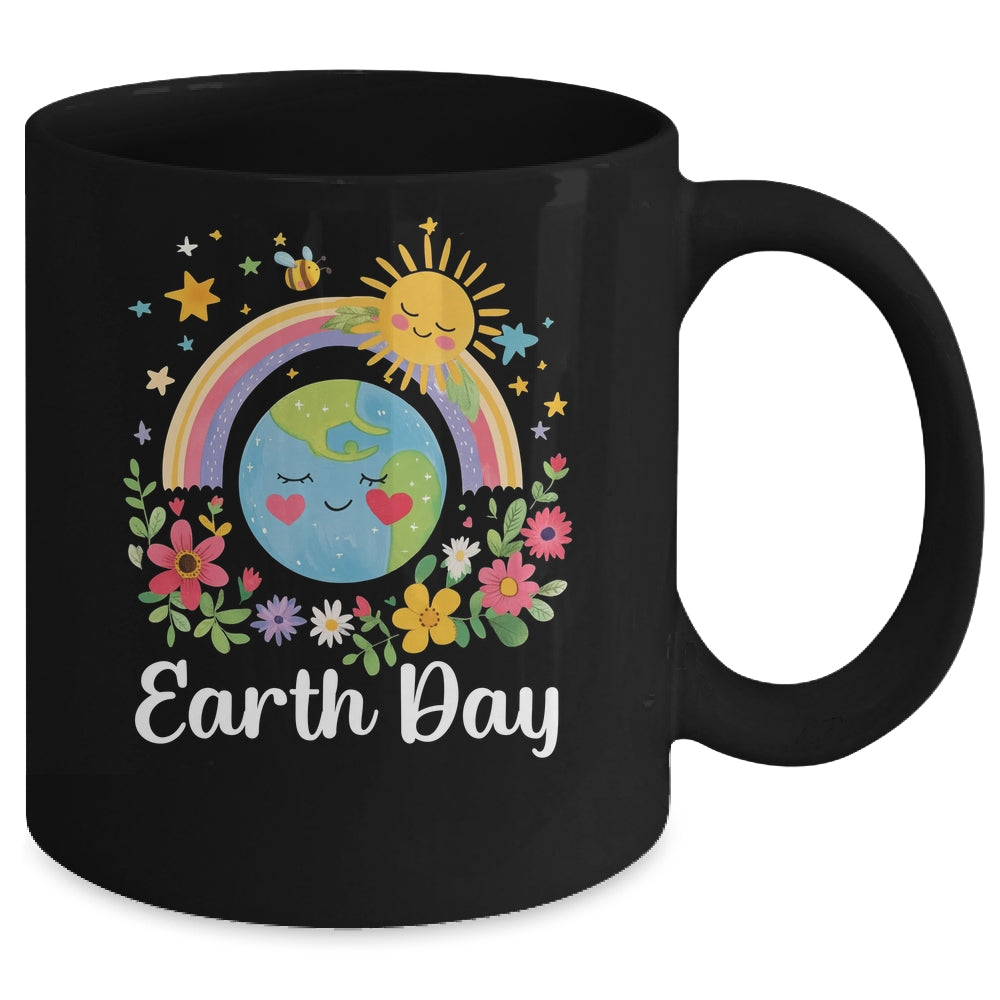 Happy Earth Day 2025 Cute Earth With Floral Earth Day Mug | siriusteestore